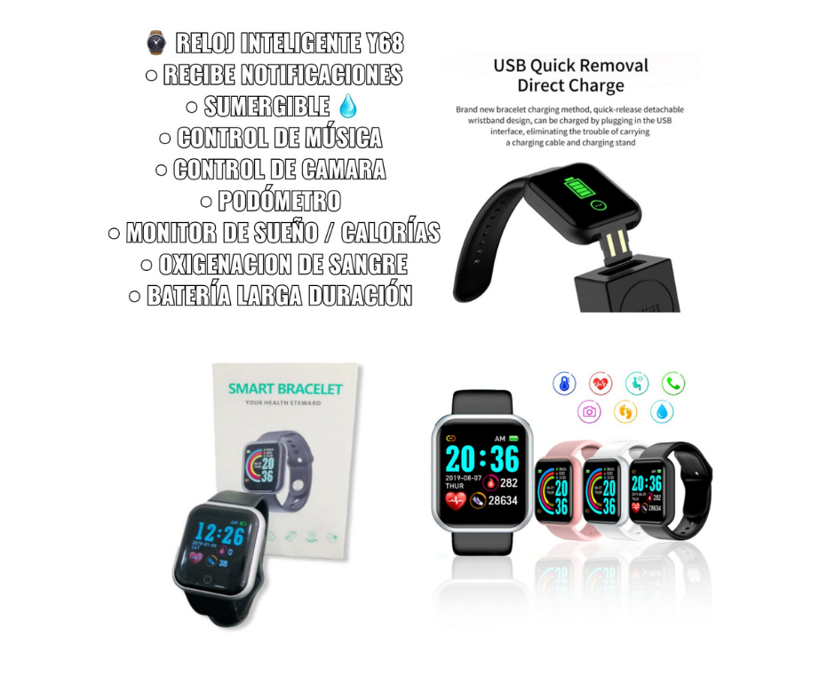 Reloj Inteligente Y68 – Tecnopromo.co